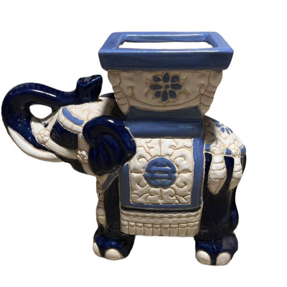Elephant  Planter Trunk Up Good Luck  Oriental Asian Planter